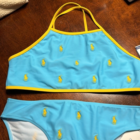 NWT Polo Ralph Lauren Girls Bikini - Light Blue w. Yellow, Size 16 - Picture 4 of 10